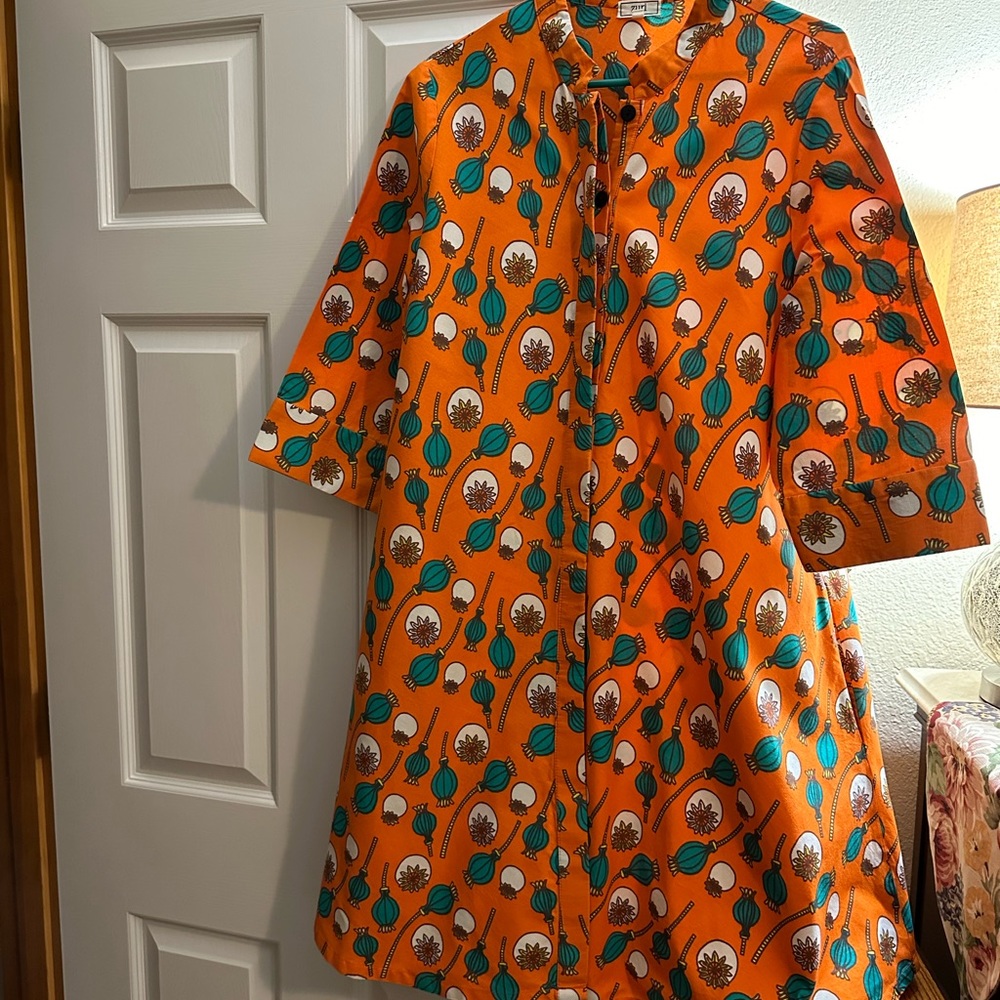 Zuri dress, standard length, #Poppy art pattern , size L